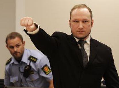 Breivik, tras ser condenado el pasado agosto por las matanzas de Utoya y Oslo.