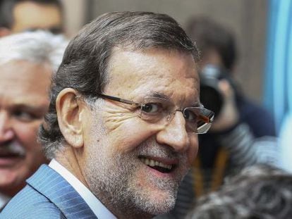 El presidente del Gobierno espa&ntilde;ol, Mariano Rajoy, llega a la cumbre europea en Bruselas, B&eacute;lgica este jueves