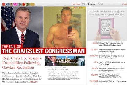 El congresista republicano por Nueva York Christopher Lee en la página web gawker.com donde aparece semidesnudo.