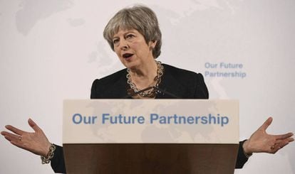 La primera ministra británica Theresa May, en su discurso de este viernes
