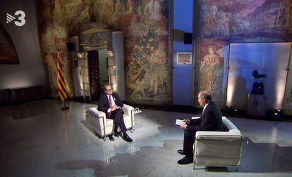 Vicent Sanchis entrevista a Quim Torra en TV-3.