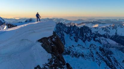 Charles Dubouloz, at the top of the Grandes Jorasses.