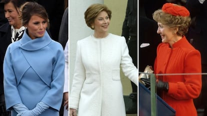 Melania Trump, Laura Bush y Nancy Reagan en 2017, 2005 y 1981.