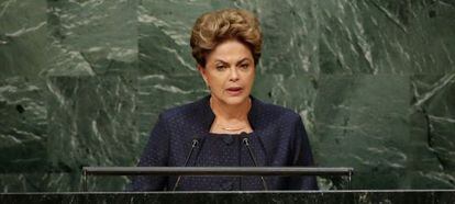 La presidenta brasile&ntilde;a, Dilma Rousseff, este domingo en la ONU.