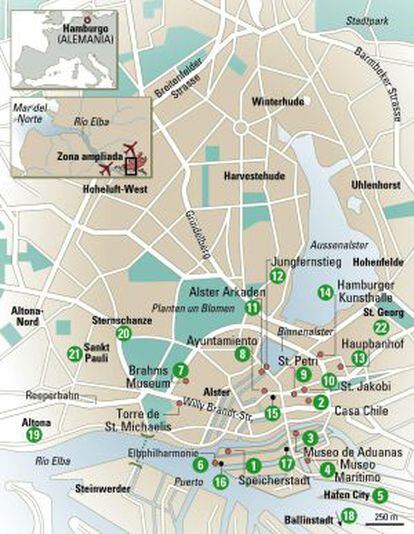 Mapa de Hamburgo.