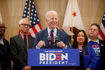Joe Biden, durante un acto de campaña en  Los Angeles, el pasado marzo.