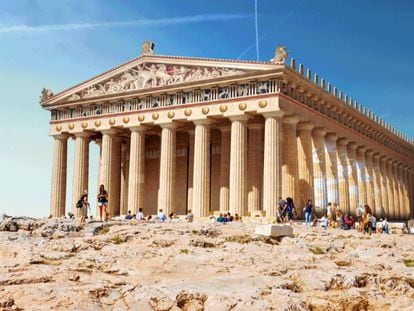 Vista de el Partenón, en Atenas, Grecia.