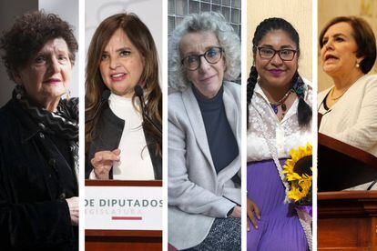 Margo Glantz, Lorena Villavicencio, Marta Lamas, Yolitzin Jaimes y Patricia Olamendi.