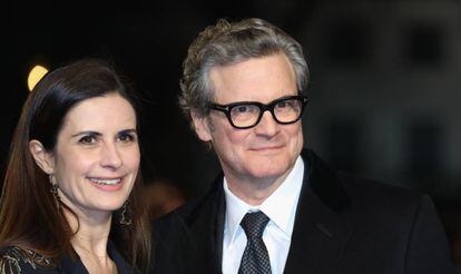 Colin Firth y su mujer, Livia Giuggioli, el pasado 6 de febrero en Londres.