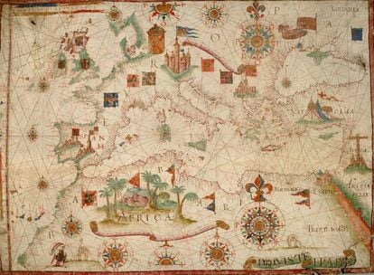 Un mapa del siglo XVI de Europa y África del Norte. Luis Texieira, Portulano, Lisboa, ca. 1600 via Wikimedia Commons.