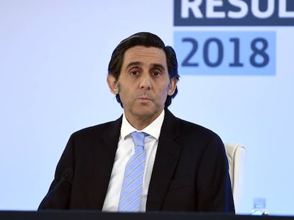 Jose Mar&iacute;a &Aacute;lvarez-Pallete, durante la presentaci&oacute;n de resultados de Telef&oacute;nica.