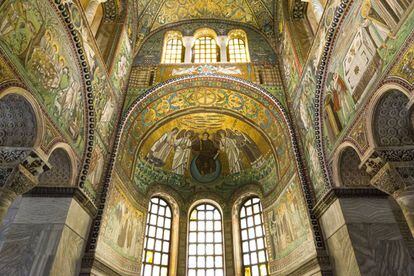 Mosaico del ábside de la basílica de San Vitale, en Rávena (Italia).