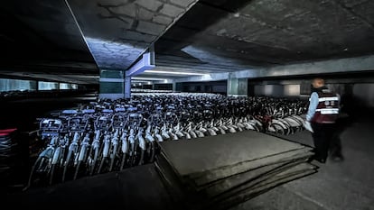 Ecobicis estacionada en el sótano de la estación Pantitlán, el 21 de febrero de 2023.