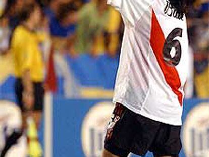 Matías Lequi, en un partido con el River Plate.