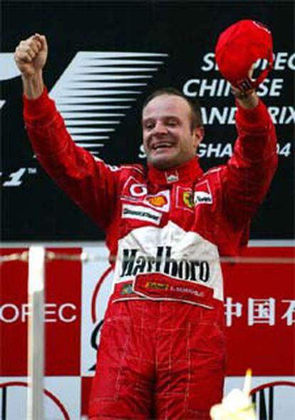 Barrichello celebra su victoria.