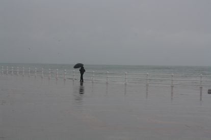 Un paseante solitario en la playa de Constanza, antigua Tomos