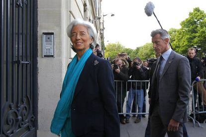 Lagarde, a su llegada a la Corte de Justicia, en París.