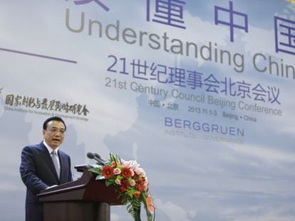 El primer ministro chino, Li Keqiang, en el foro del Instituto Berggruen.