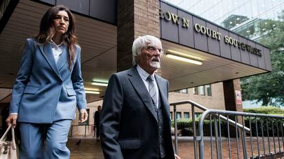 El ex director ejecutivo del Grupo de Fórmula 1, Bernie Ecclestone, en el Tribunal de la Corona de Southwark después de declararse culpable de un cargo de fraude en Londres,el 12 de octubre de 2023.