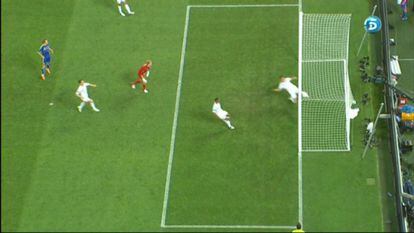Captura del gol no concedido a Ucrania.