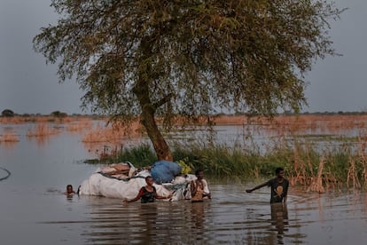 Nyataba y su familia han estado caminando por el agua durante cuatro días y acaban de alcanzar una relativa seguridad en Bentiu. Los diques que protegían su aldea fallaron, por lo que tuvieron que irse. En todo el Estado de Unity, las casas y los medios de subsistencia de las personas (cultivos y ganado), así como las instalaciones de salud, las escuelas y los mercados, están completamente sumergidos por las inundaciones.