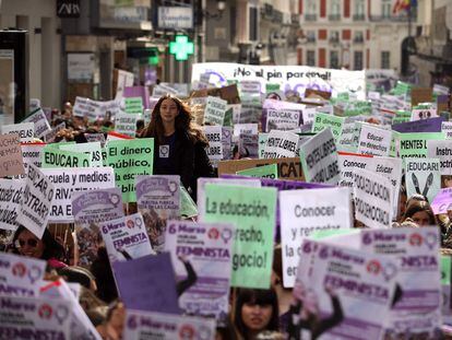 Manifestación de estudiantes feministas, este viernes en Madrid.