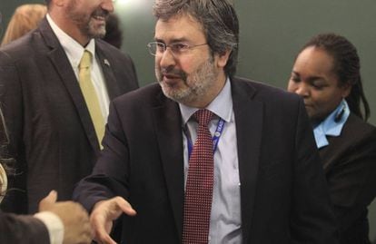 Juan Jiménez durante un acto en Honduras días antes de su dimisión