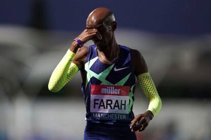 Mo Farah, después de no alcanzar el mínimo olímpico en el Campeonato Británico de Atletismo, el pasado viernes.