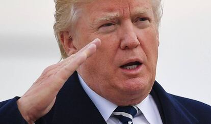 Donald Trump este sábado en el aeropuerto Kennedy de Nueva York.