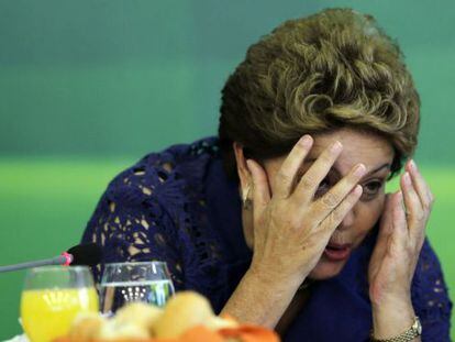 Dilma Rousseff en un desayuno hoy con periodistas.
