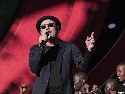 El músico Rubén Blades, durante una actuación en el Global Citizen Festival, de Nueva York, en 2020.