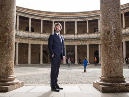 Pablo Heras-Casado, en el Palacio de Carlos V de la Alhambra, en 2017, cuando fue nombrado director del festival de Granada.