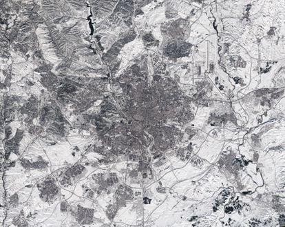 Satellite image of Madrid during the Filomena storm.