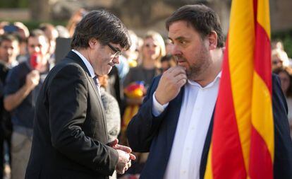 Carles Puigdemont y Oriol Junqueras, el 15 de octubre. 