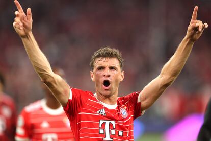 Thomas Muller celebra la victoria del Bayern ante el Barcelona este martes.