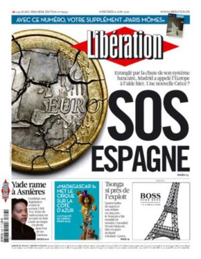 Portada del diario francés Libération.