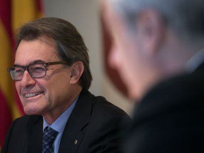 Artur Mas aquest matí a la reunió de la Generalitat.