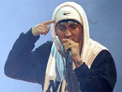 El rapero Eminem, durante la gala de los premios MTV 2002, que se celebró en Barcelona.