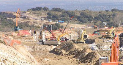 Obras de la M-501 en Chapinería en dirección a Madrid.