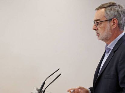 El secretario general de Cs, José Manuel Villegas, durante la rueda de prensa que ha ofrecido este viernes en el Congreso de los Diputados.