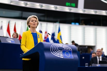 Ursula von der Leyen, presidenta de la Comisión Europea, en el Parlamento el pasado día 14.