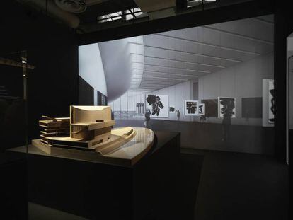 Vista general de la exposición de RCR Arquitectos en el Centro Pompidou de París. 