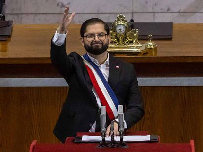 Gabriel Boric durante su segunda Cuenta Pública.