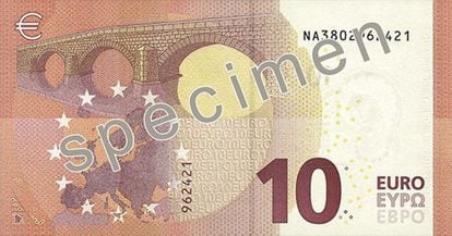 Reverso del nuevo billete de 10 euros