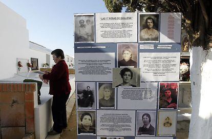 El mural a la entrada del cementerio recoge alguna de las historias de las 17 mujeres de Guillena