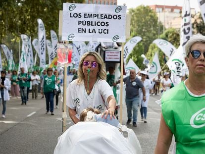Una manifestación a favor de la subida salarial, en Madrid.