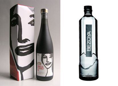 Caja y etiqueta de botella de estracto de vainilla de Óscar Mariné y botella diseñada por Morera Desing.
