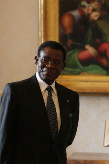 Obiang en una reunión con el Papa en octubre.