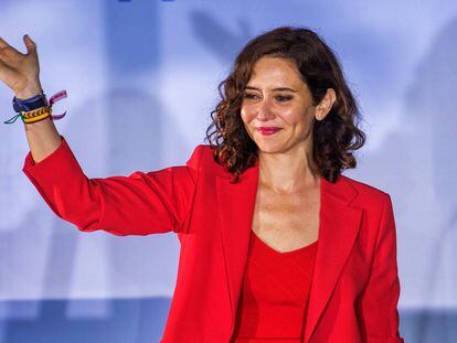 Isabel Díaz Ayuso, en la noche electoral en la sede del PP de Madrid, el 28 de mayo de 2023.