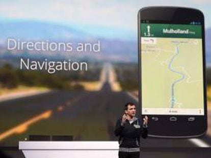 Daniel Grap, director de Google Maps, expone el nuevo diseño y navegación de Google Maps en el escenario de los desarrolladores del Google I/O en el Centro de Convenciones Moscone West de San Francisco, California (EEUU).